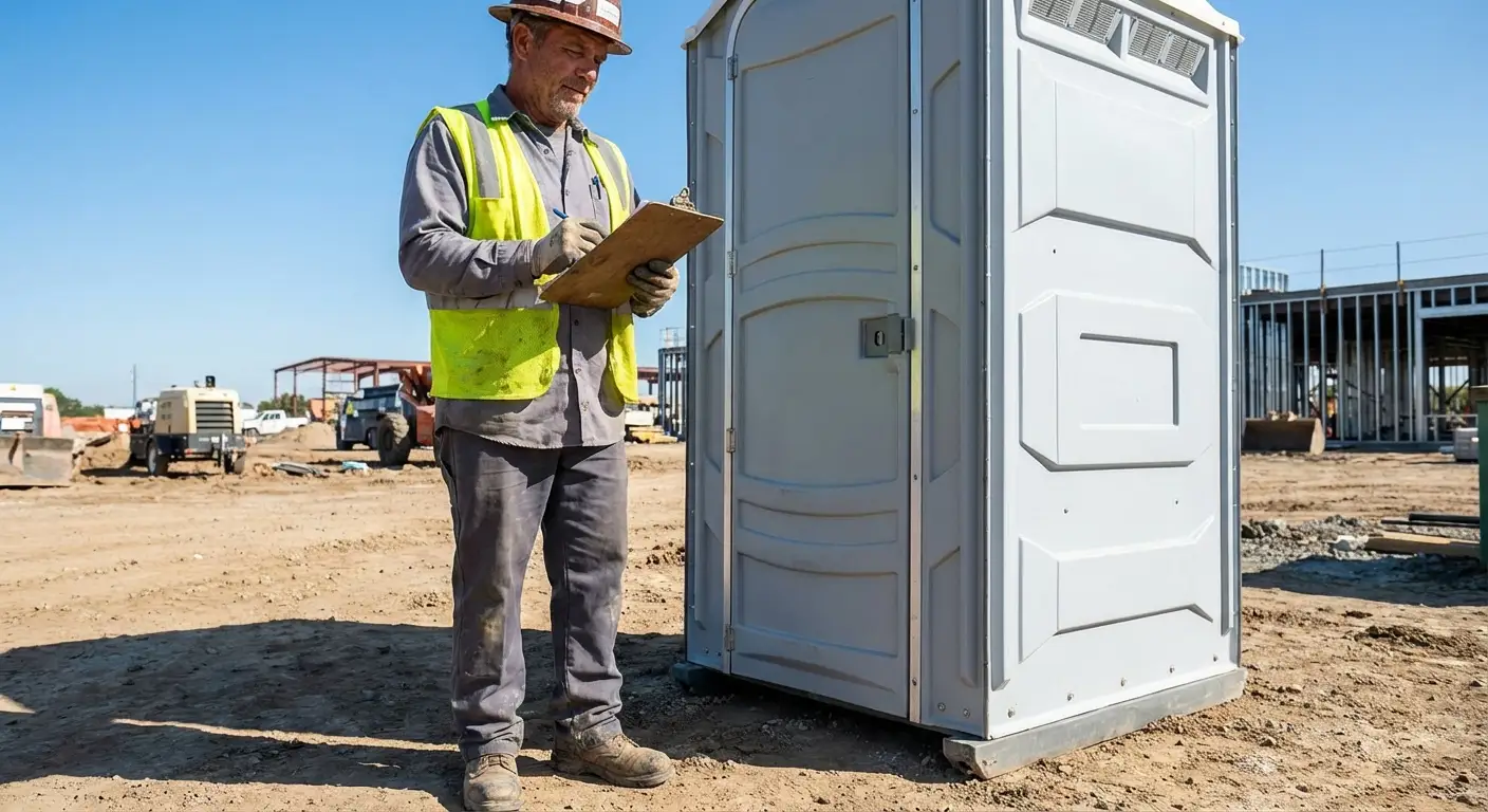 Portable toilet delivery truck ready for service in Charleston, SC